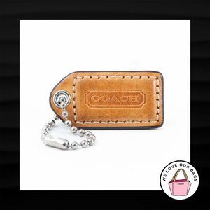 1.5" Small COACH BROWN LEATHER KEY FOB CHARM KEYCHAIN HANG TAG WRISTLET